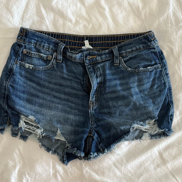 aerie Pants - Aerie Daydream Dark Blue Distressed Jean Shorts